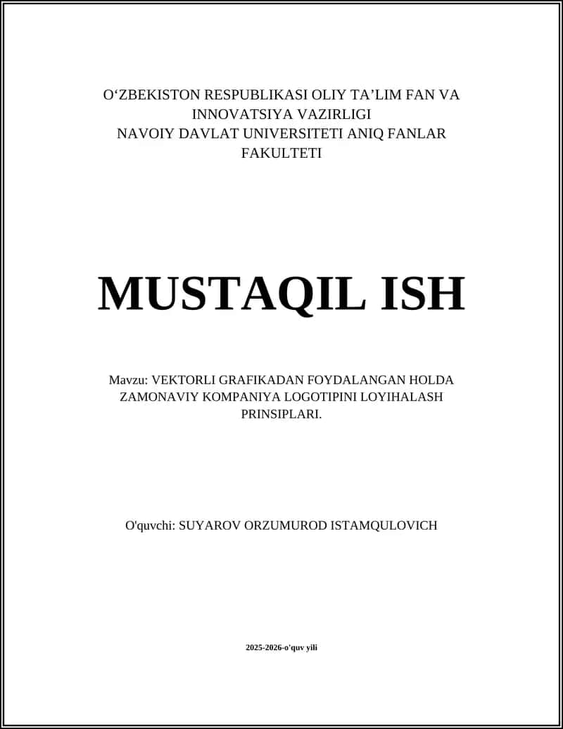 VEKTORLI GRAFIKADAN FOYDALANGAN HOLDA ZAMONAVIY KOMPANIYA LOGOTIPINI LOYIHALASH PRINSIPLARI 1