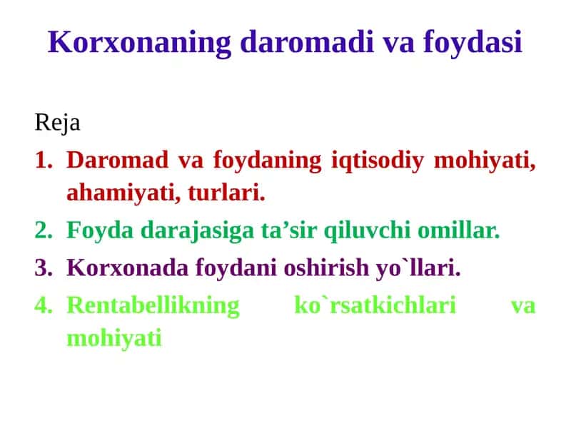 Daromad va foyda 1