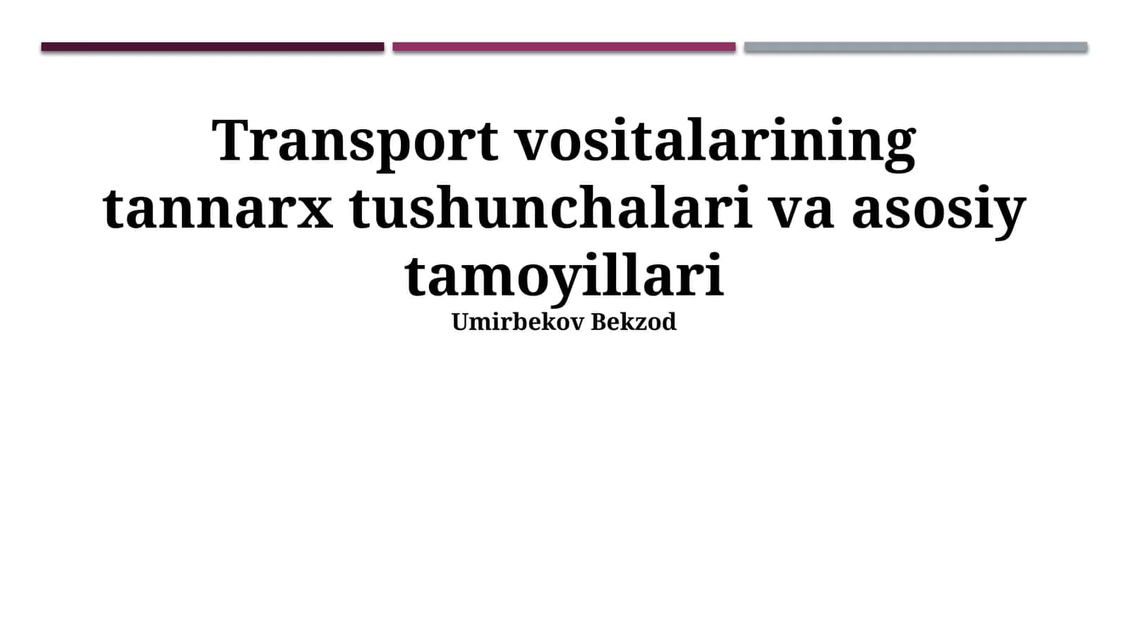 Transport vositalarining tannarx tushunchalari va asosiy tamoyillari 1