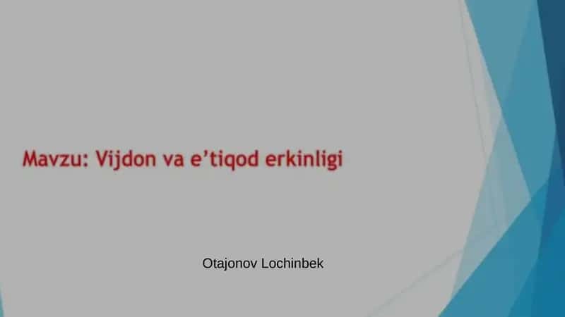 Vijdon va E'tiqod Erkinligi: Asosiy Tushunchalar 1