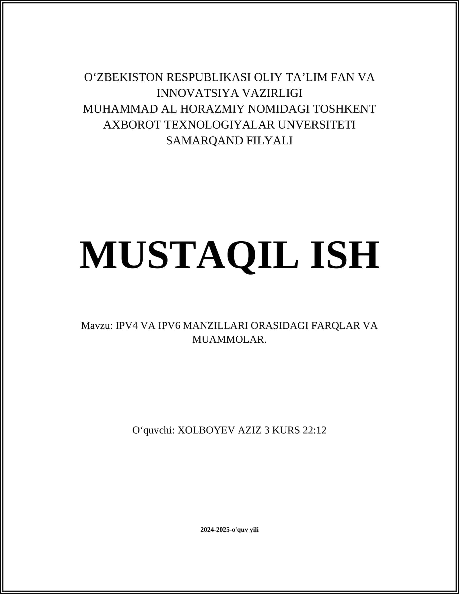 IPV4 VA IPV6 MANZILLARI ORASIDAGI FARQLAR VA MUAMMOLAR 1