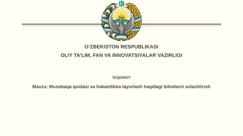 Musobaqa qoidalari asoslari 1