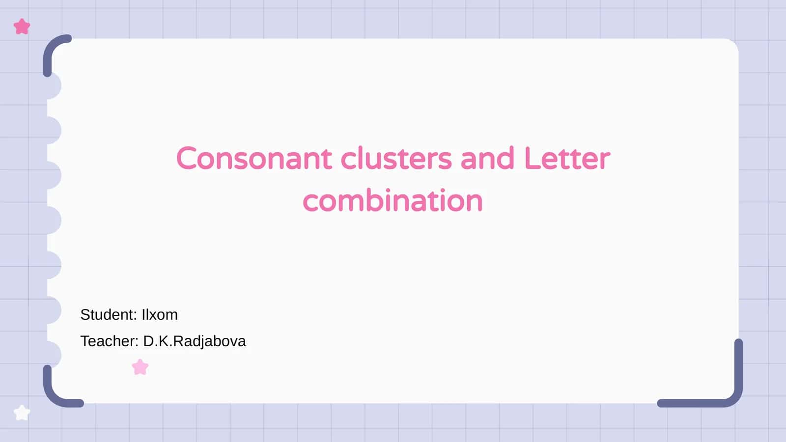 Consonant clusters and Letter combination 1