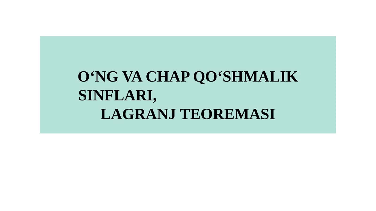 LAGRANJ TEOREMASI 1
