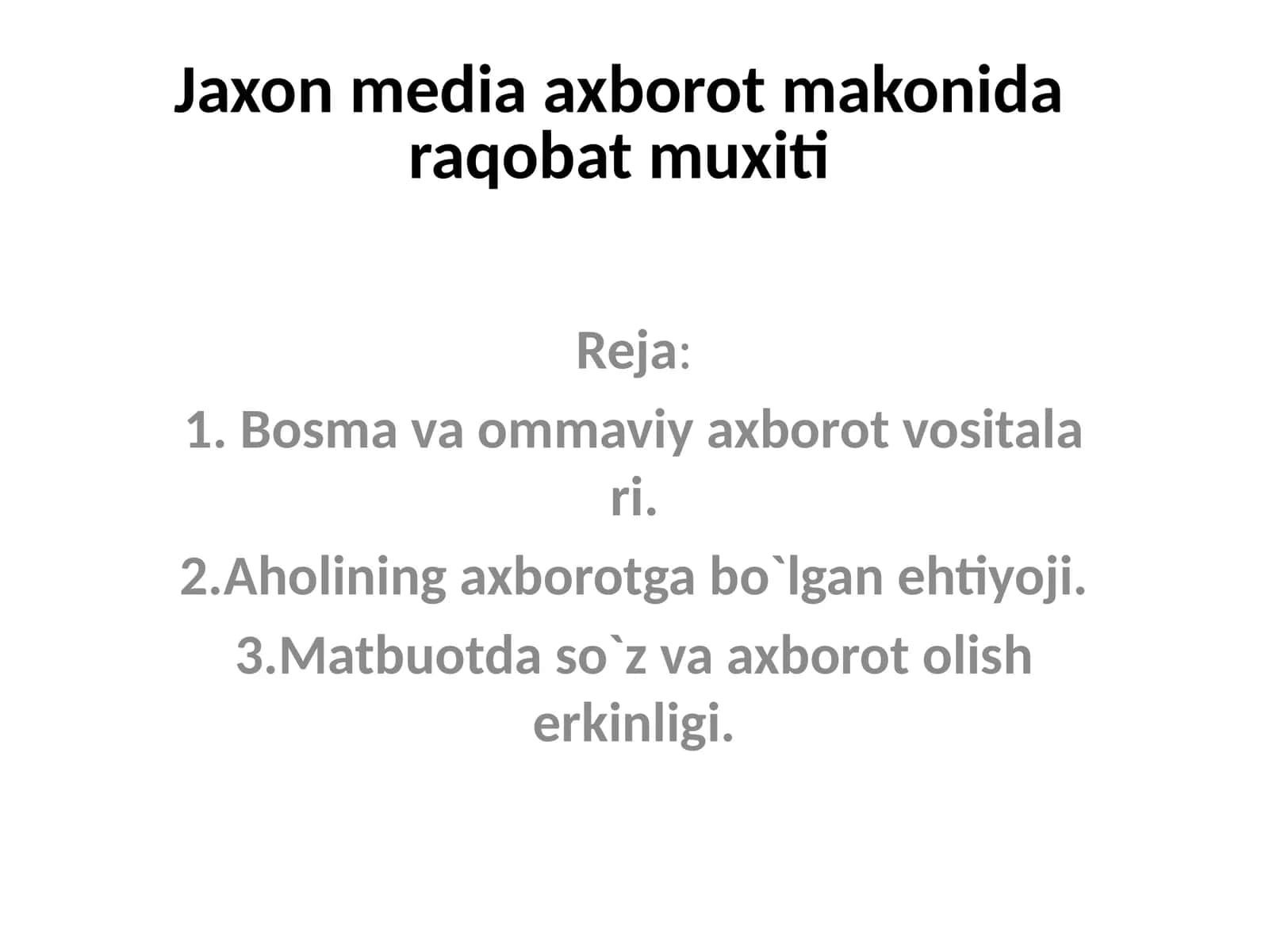 Jaxon media axborot makonida raqobat muxiti 1