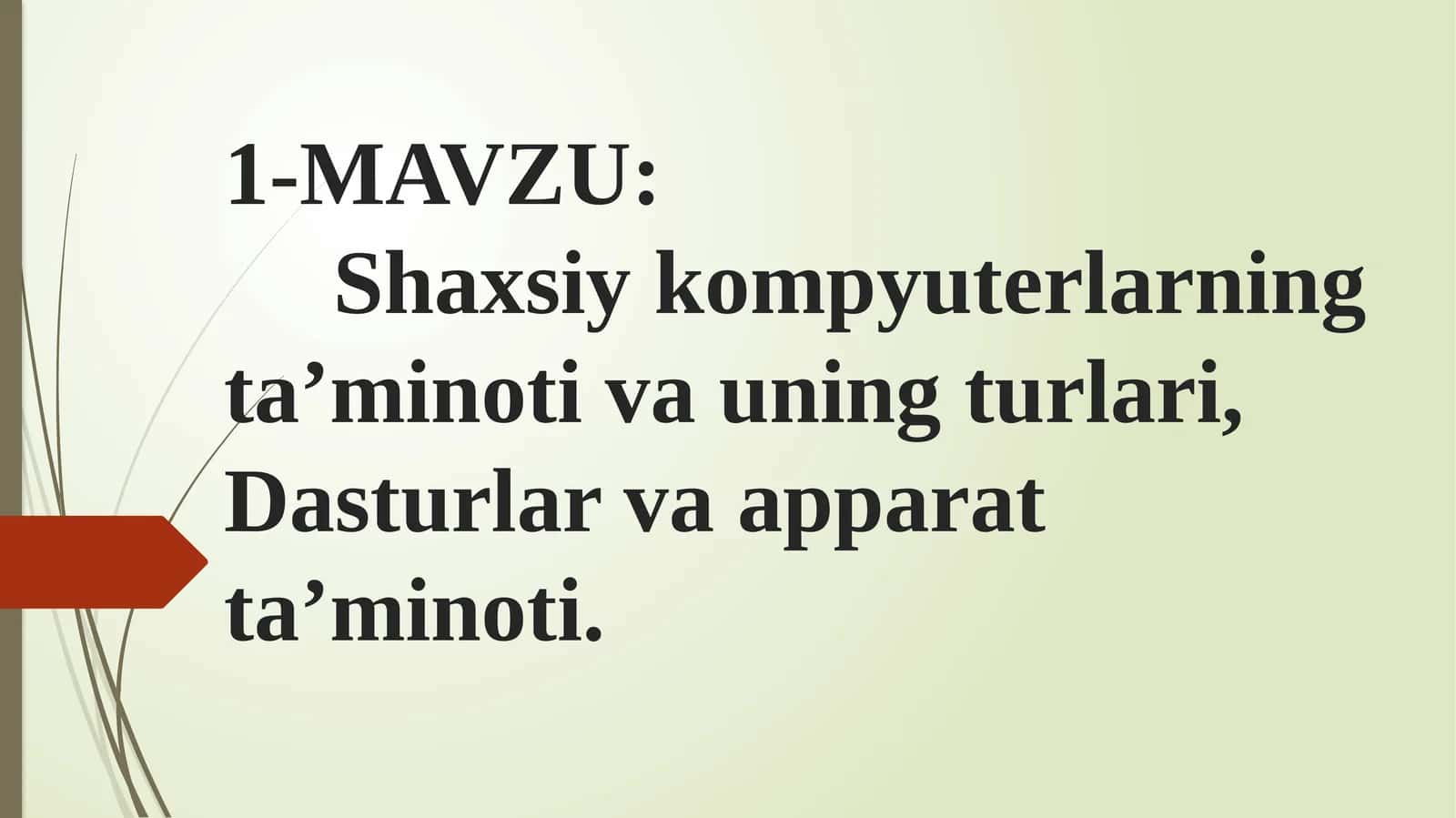 Shaxsiy kompyuterlarning ta’minoti va uning turlari, Dasturlar va apparat ta’minoti 1