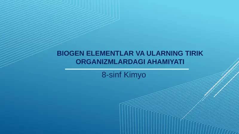 BIOGEN ELEMENTLAR VA ULARNING TIRIK 1