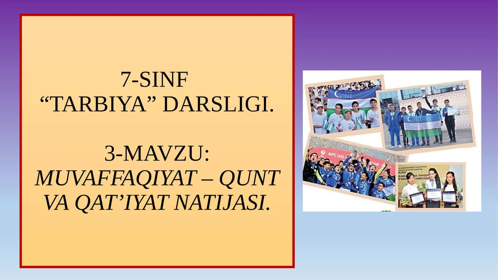 MAVZU:MUVAFFAQIYAT – QUNT VA QAT’IYAT NATIJASI 1