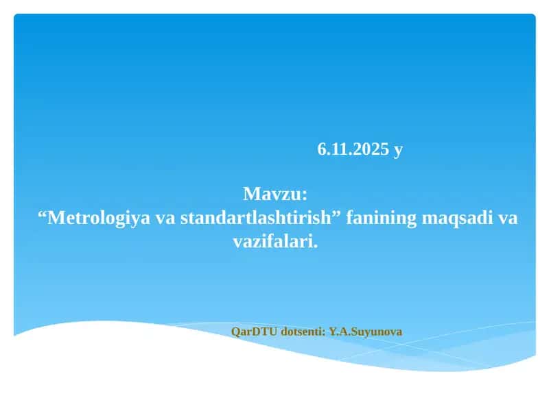Metrologiya va standartlashtirish 1