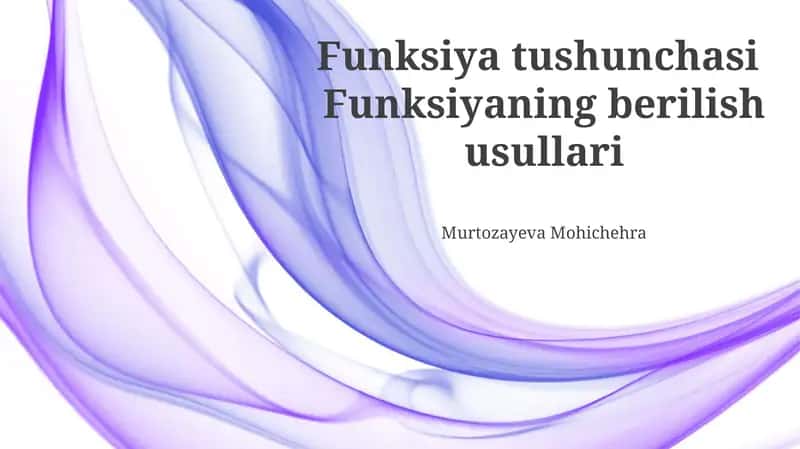 Funksiya tushunchasi 1