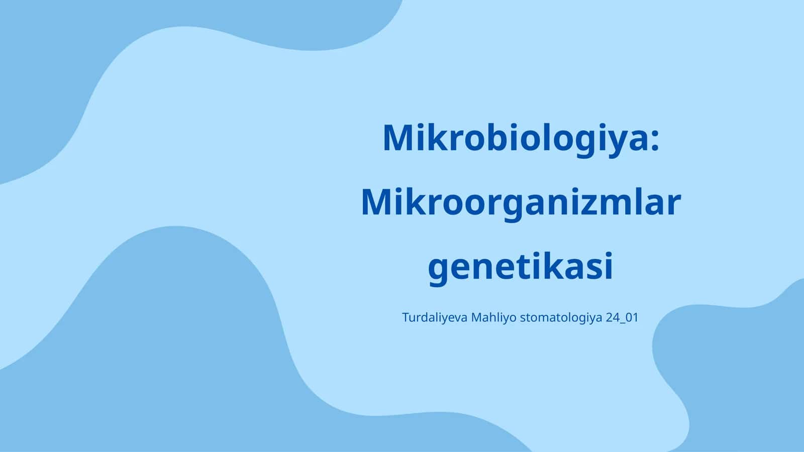 Mikrobiologiya: Mikroorganizmlar genetikasi 1