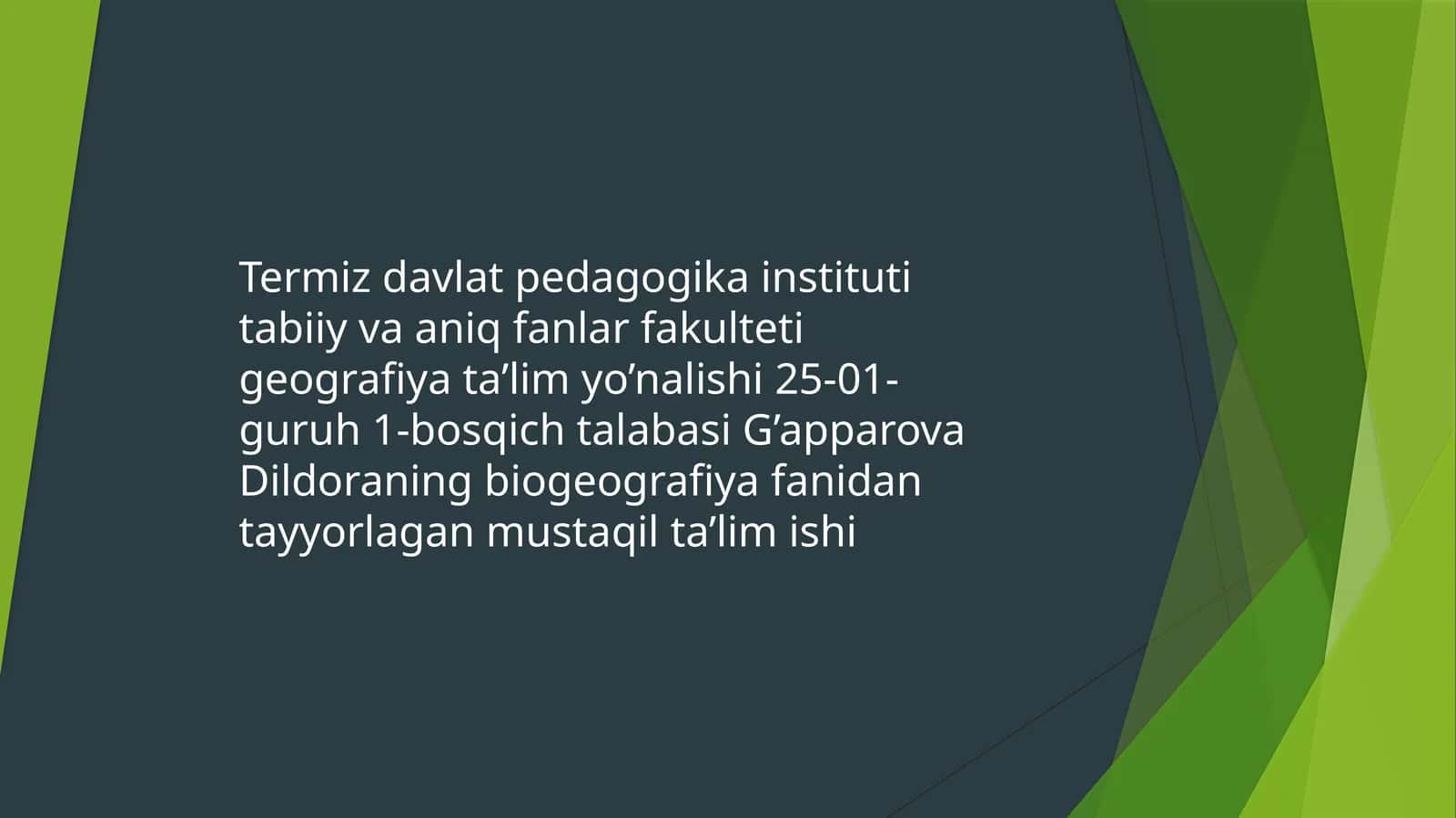 Biogeografiyaning fansifati dashakillanishi 1