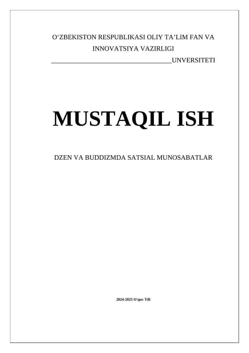 DZEN VA BUDDIZMDA SATSIAL MUNOSABATLAR 1