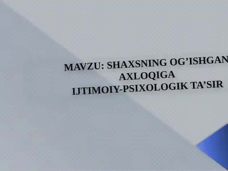 Shaxsning Og'ishgan Axloqiy G'aiji Timoiy-Psixologik Ta'sir