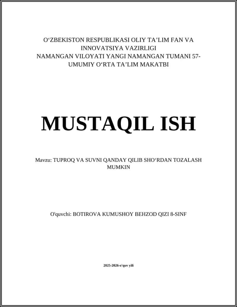 TUPROQ VA SUVNI QANDAY QILIB SHOʻRDAN TOZALASH MUMKIN 1