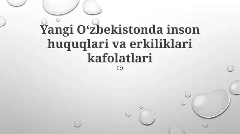 Yangi Oʻzbekistonda inson huquqlari va erkiliklari kafolatlari 1