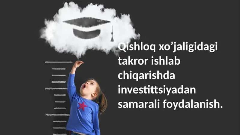 Qishloq xo’jaligidagi takror ishlab chiqarishda investittsiyadan samarali foydalanish 1