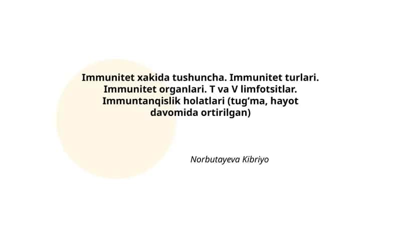 Immunitet xakida tushuncha 1