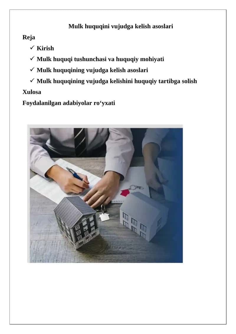 Mulk huquqini vujudga kelish asoslari 1
