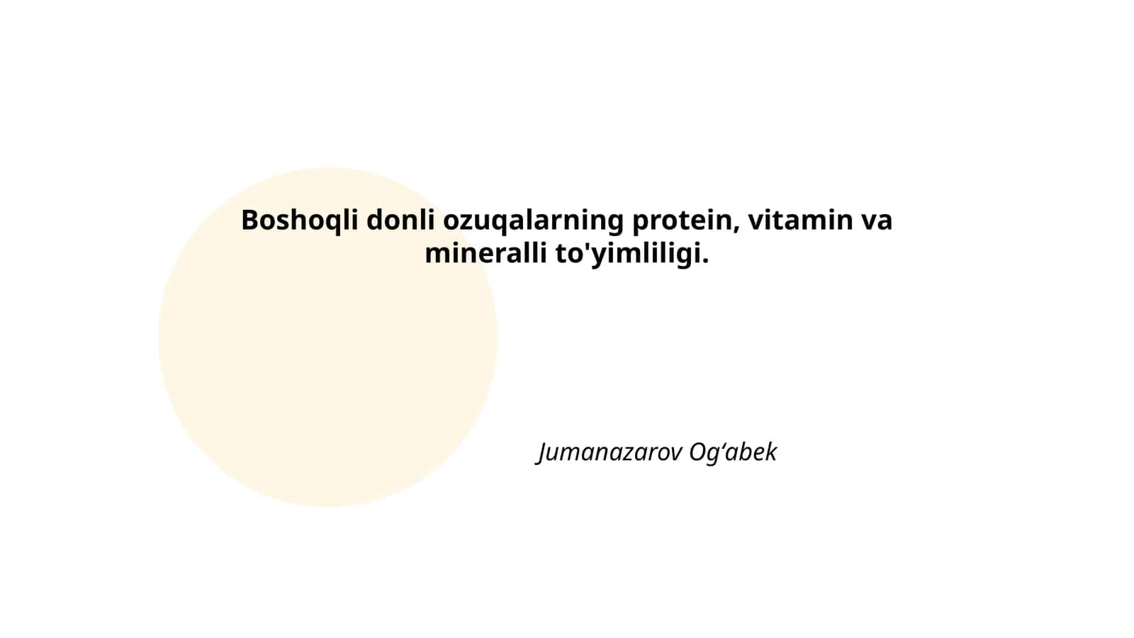 Boshoqli donli ozuqalarning protein, vitamin va mineralli to'yimliligi 1