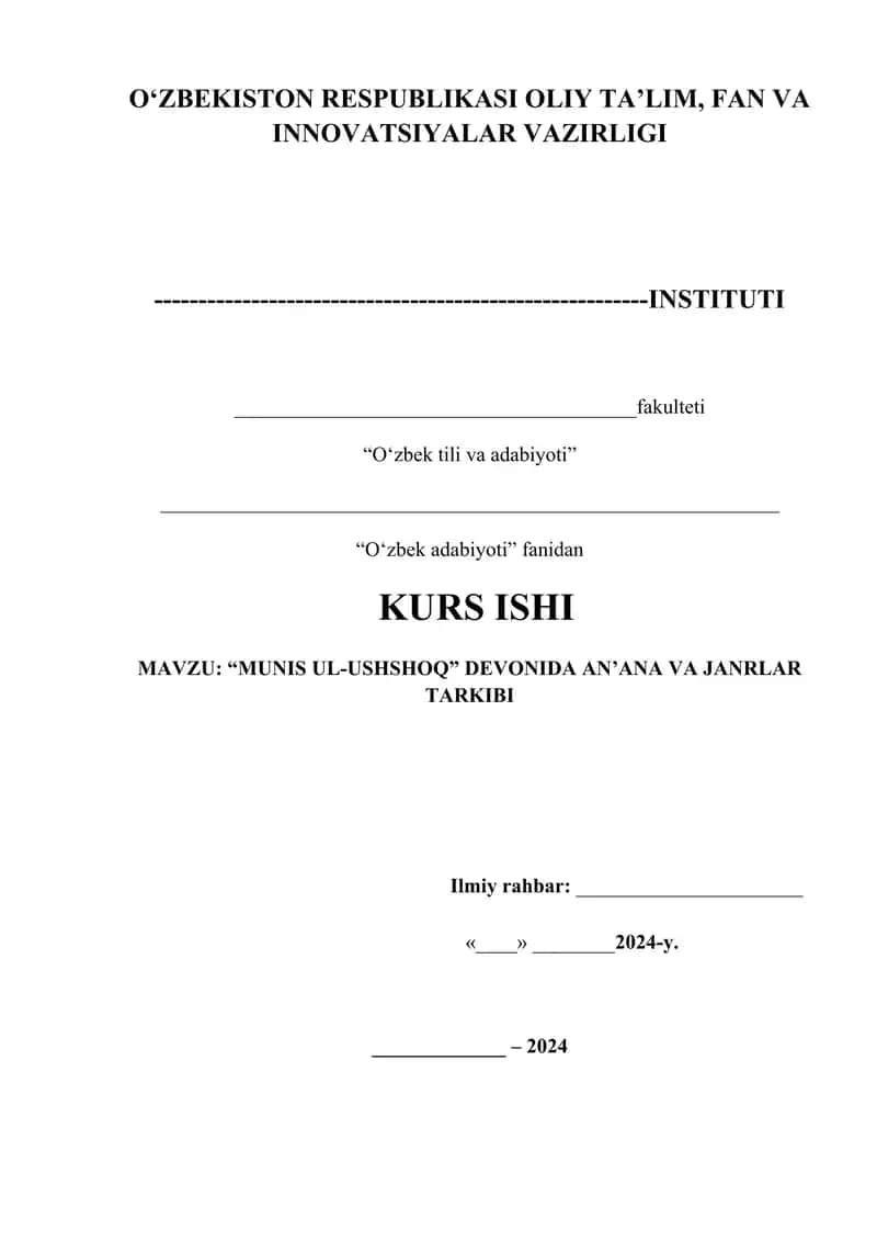 MUNIS UL-USHSHOQ” DEVONIDA ANʼANA VA JANRLAR TARKIBI 1