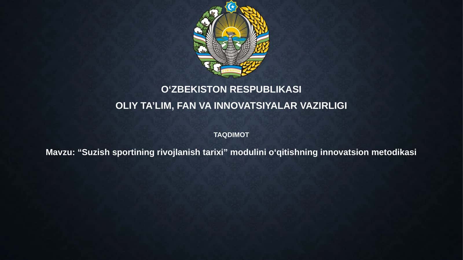 Suzishsportining rivojlanishi tarixi modulini o'qitishning innovatsion metodikasi 1
