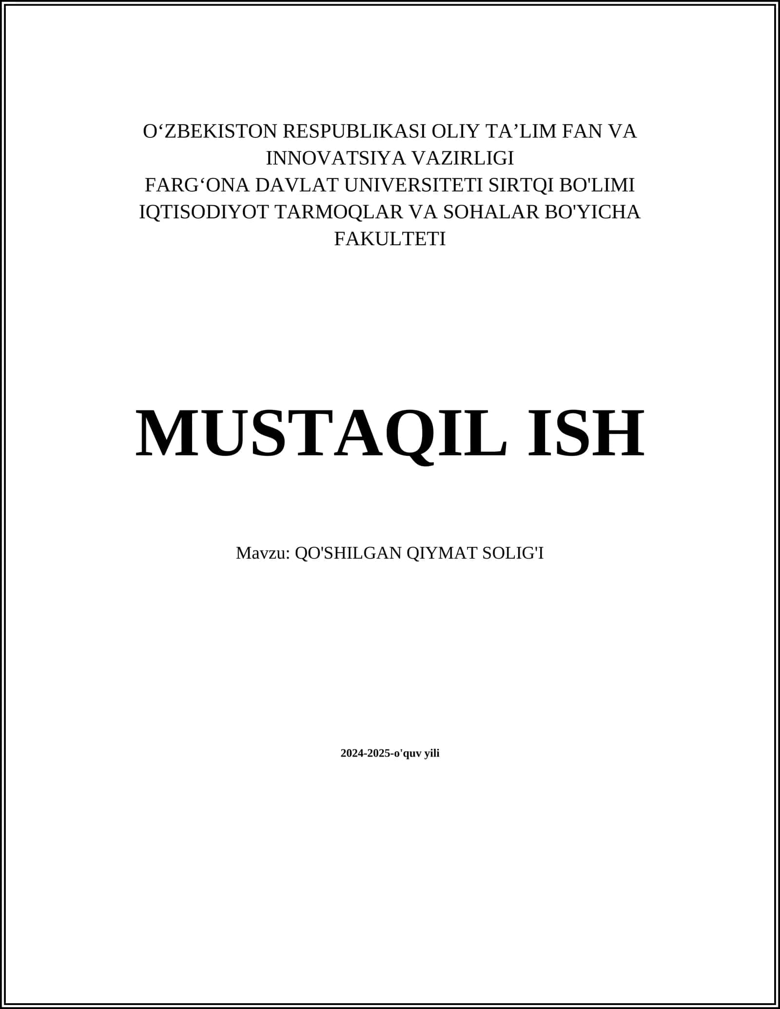 Qo'shilgan Qiymat Solig'i 1