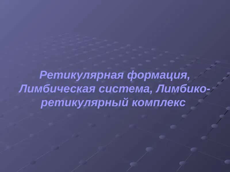 Ретикулярная формация, Лимбическая система, Лимбико-ретикулярный комплекс 1