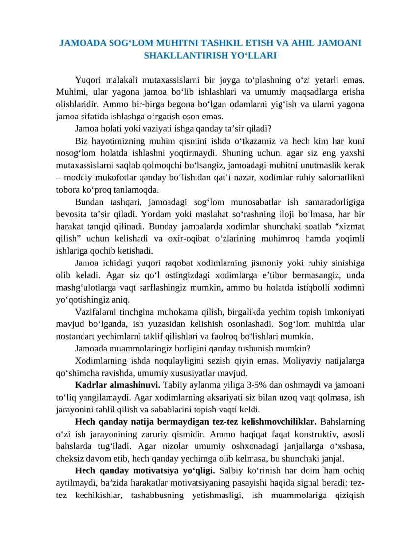 JAMOADA SOG‘LOM MUHITNI TASHKIL ETISH VA AHIL JAMOANI SHAKLLANTIRISH YO‘LLARI 1