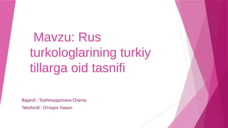 Rus turkologlarining turkiy tillarga oid tasnifi 1