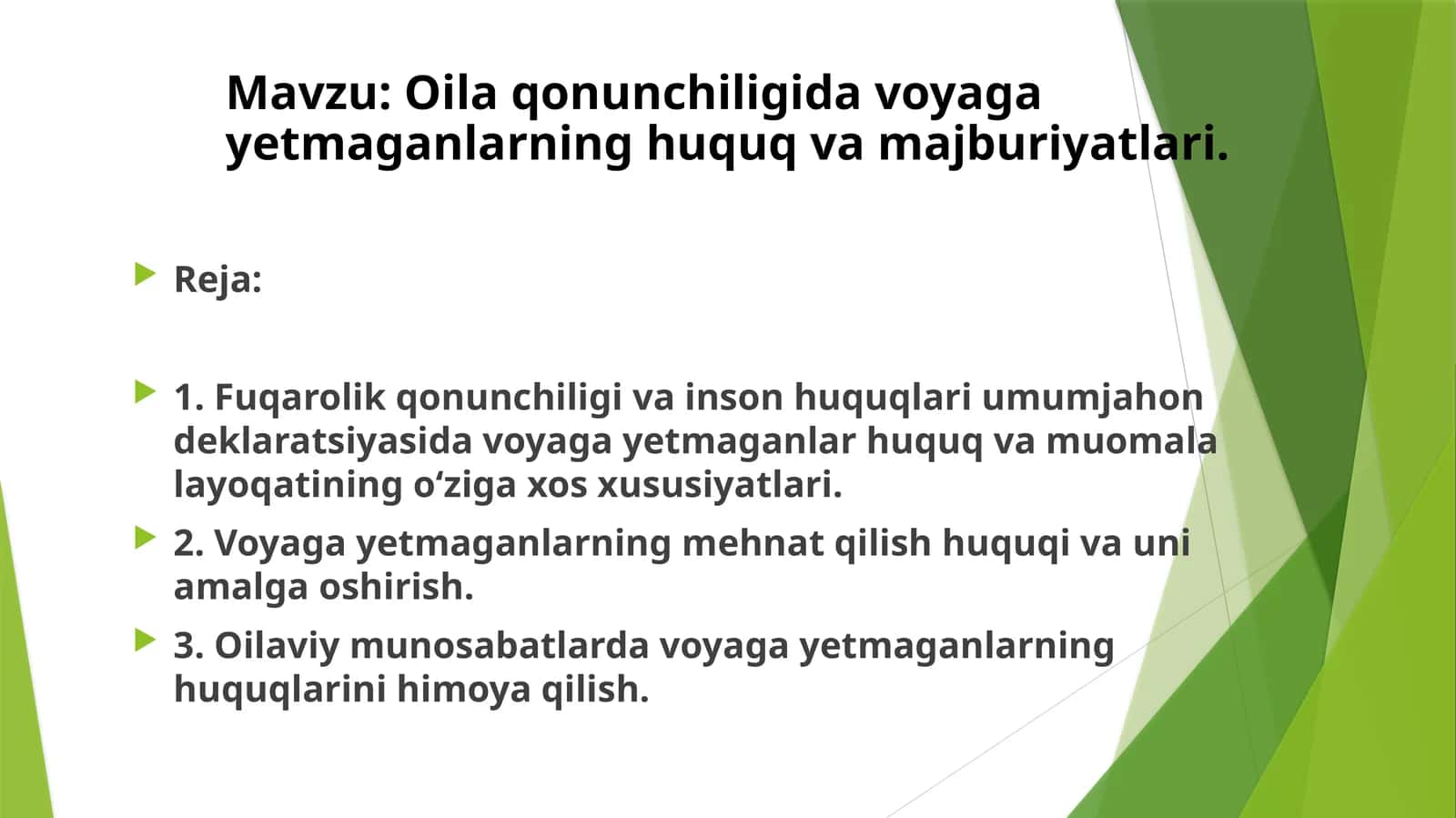 Oila qonunchiligida voyaga yetmaganlarning huquq va majburiyatlari 1