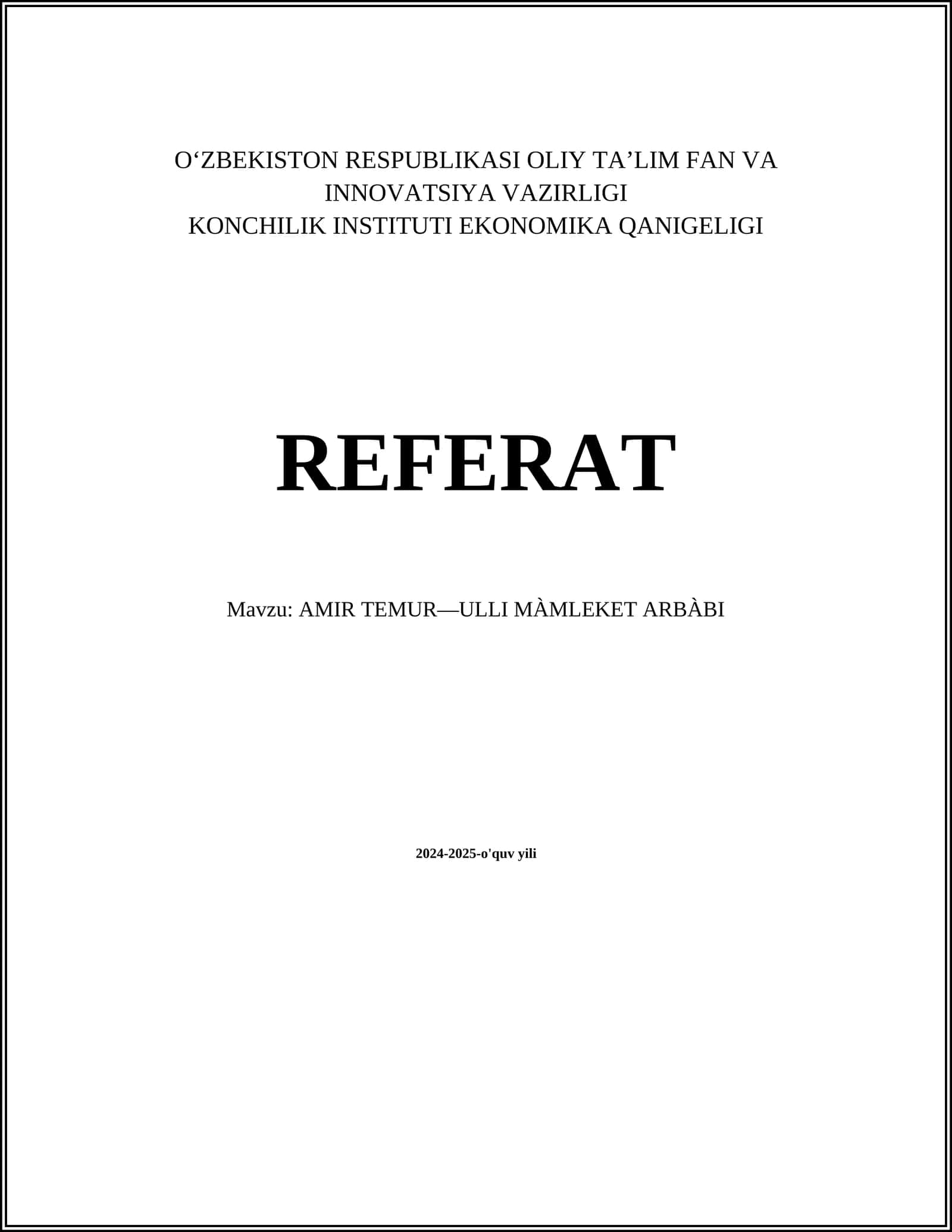 AMIR TEMUR—ULLI MÀMLEKET ARBÀBI 1