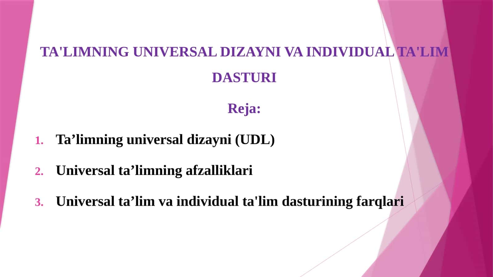 TA'LIMNING UNIVERSAL DIZAYNI VA INDIVIDUAL TA'LIM DASTURI 1