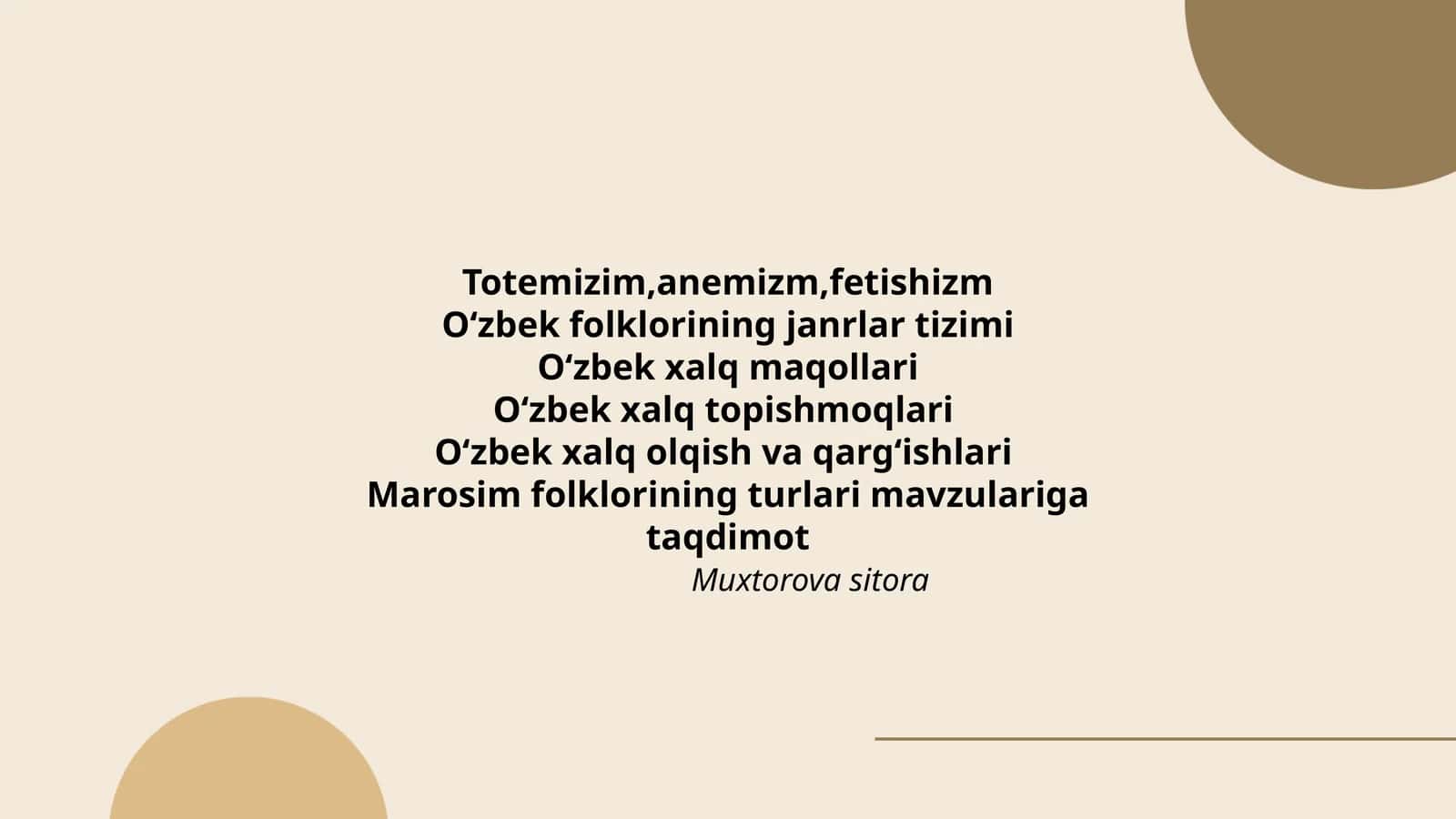 Oʻzbek folklorining janrlar tizimi 1