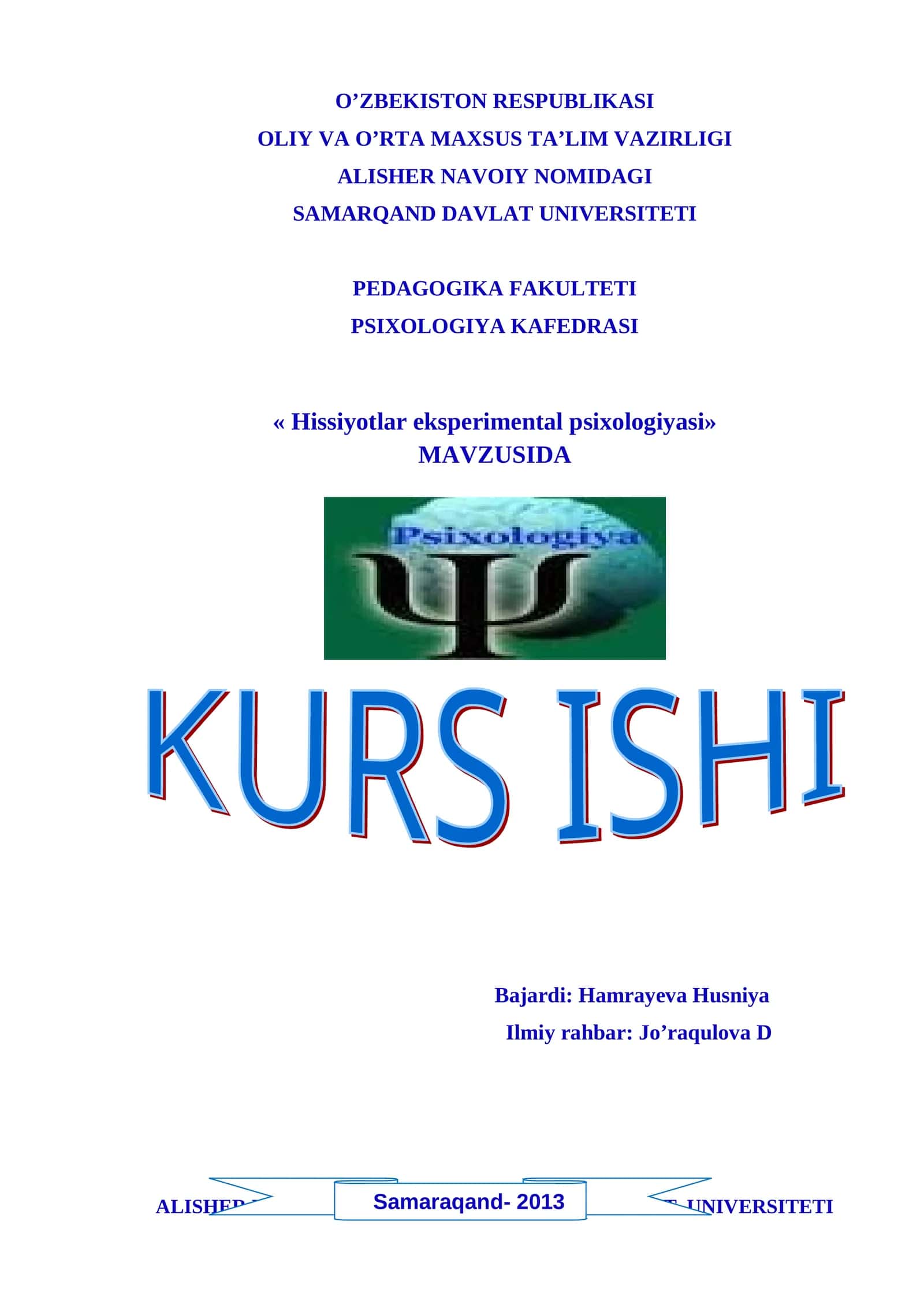 Hissiyotlar eksperimental psixologiyasi 1