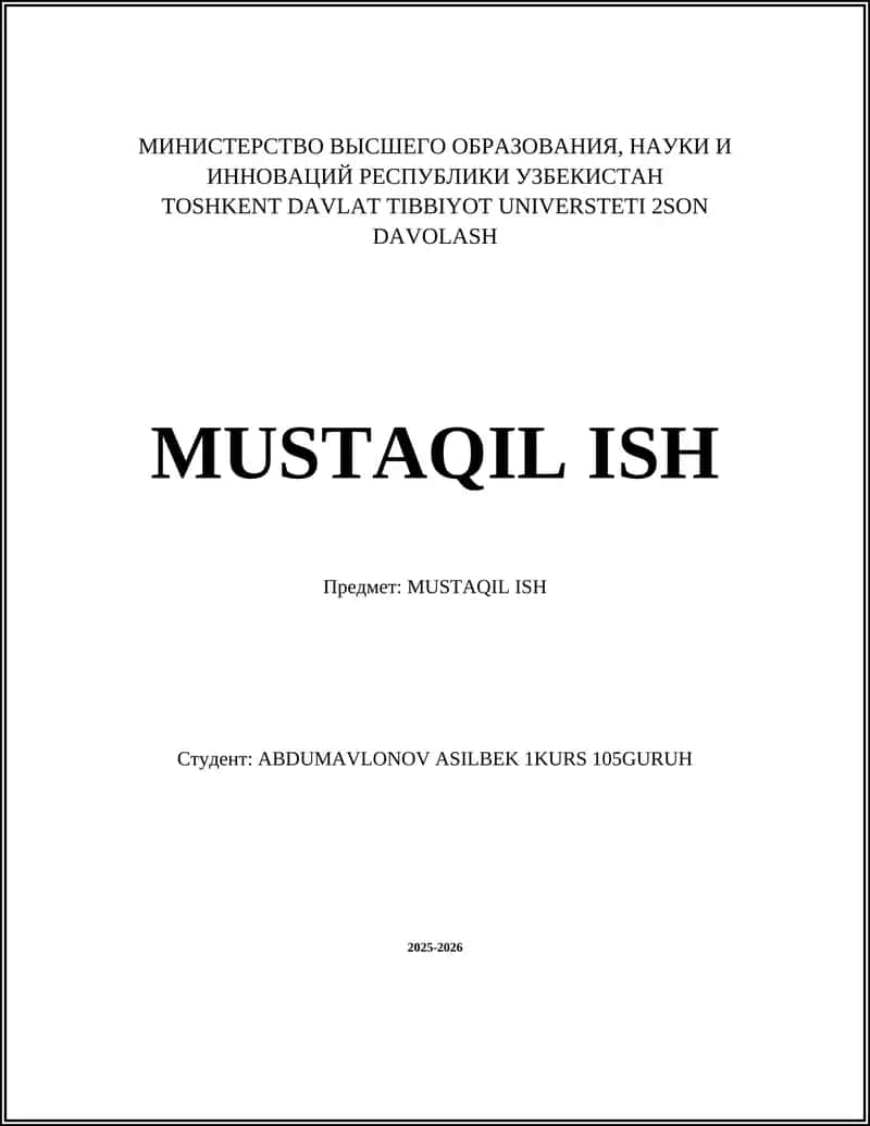 MUSTAQIL ISH 1