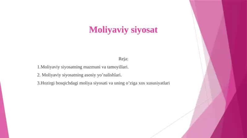 Moliyaviy siyosat 1