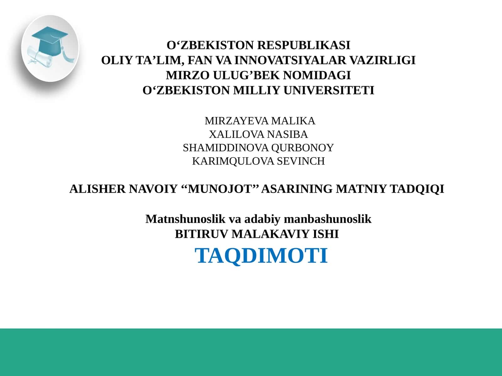 Alisher Navoiy "Munojot" Asarining Matniy Tadqiqi 1