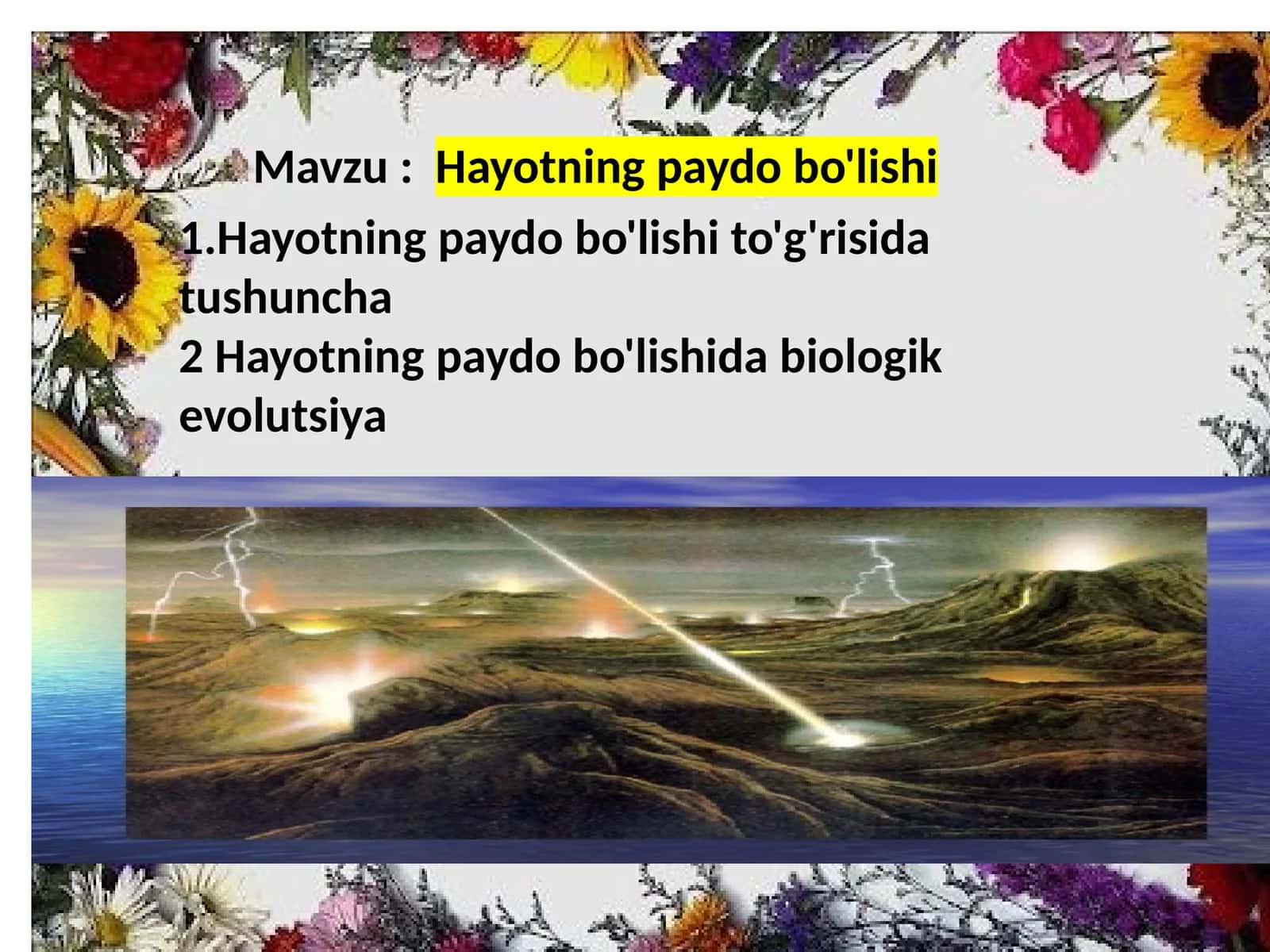 Hayotning paydobo'lishi 1