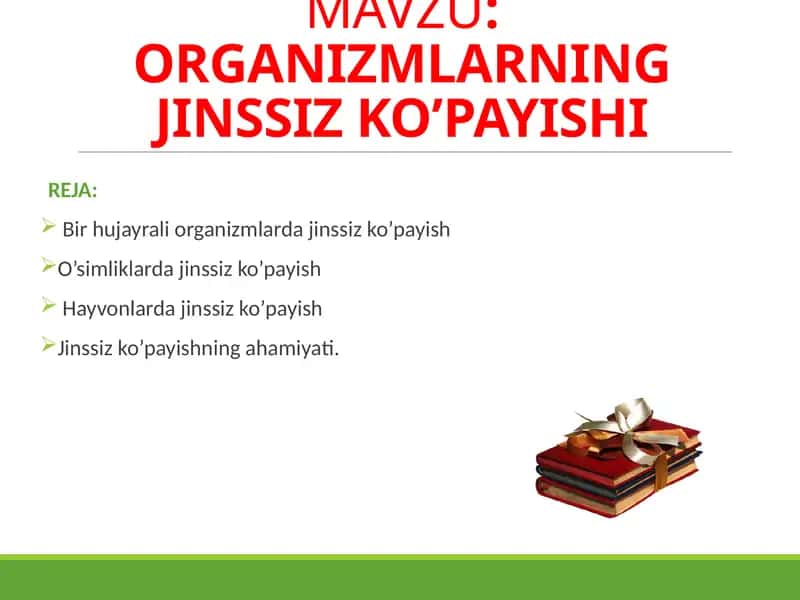 Organizmlarning Jinssiz Ko'payishi 1