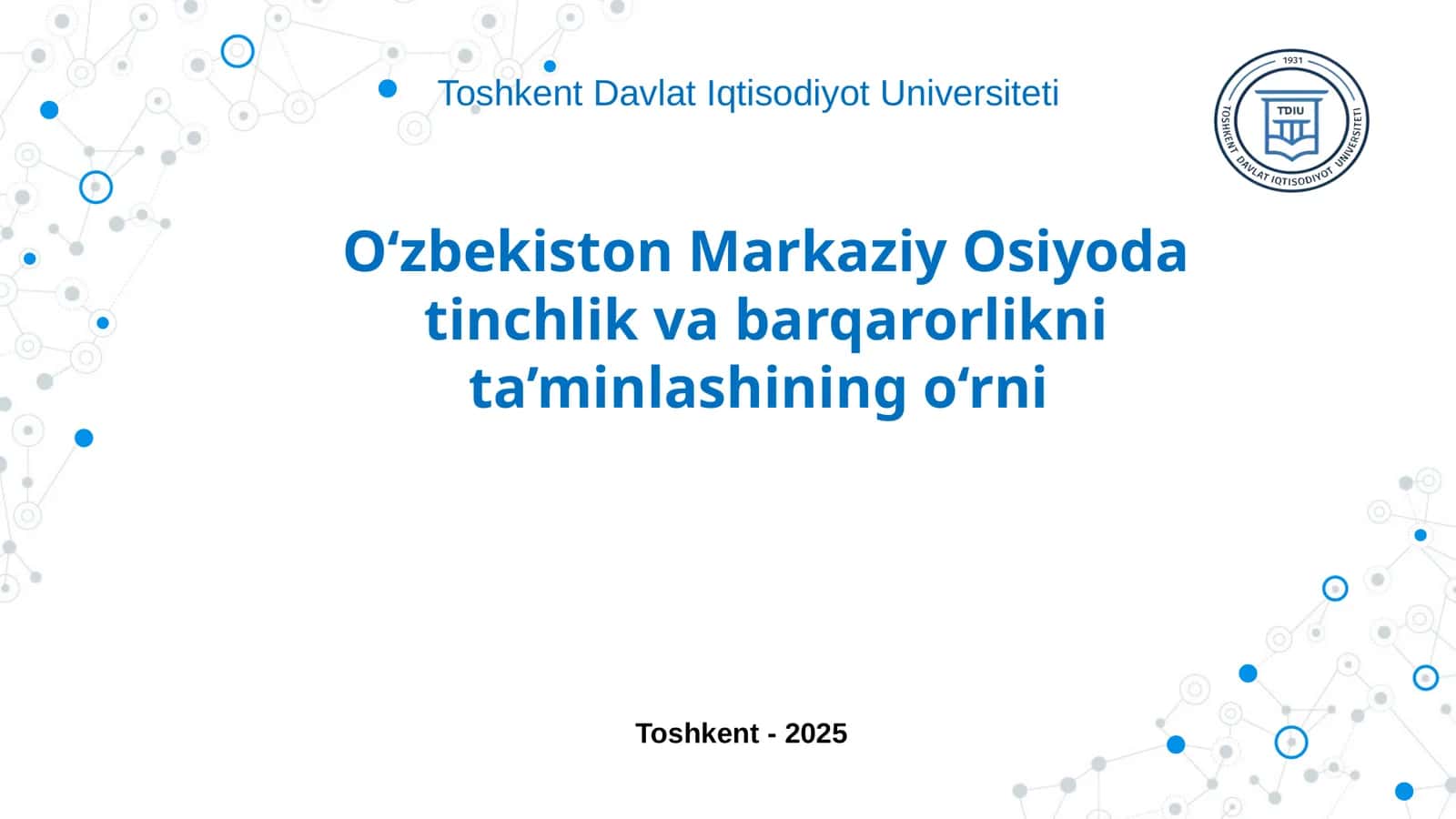 O‘zbekiston Markaziy Osiyoda tinchlik va barqarorlikni ta’minlashning o‘rni 1