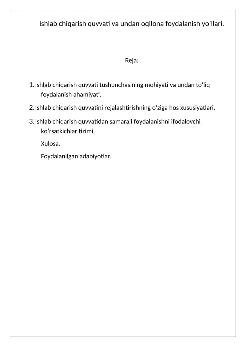 Ishlab chiqarish quvvati(Iqtisodiyot) 1