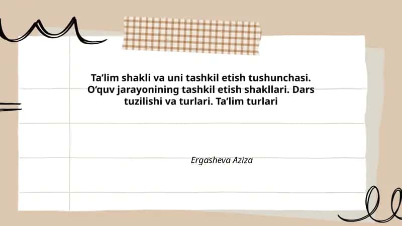 Ta’lim shakli va uni tashkil etish tushunchasi 1