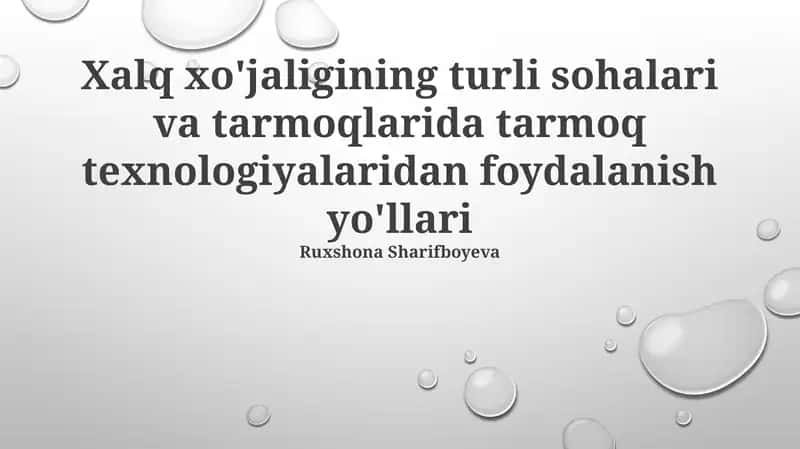 Tarmoq texnologiyalaridan foydalanish yo'llari 1