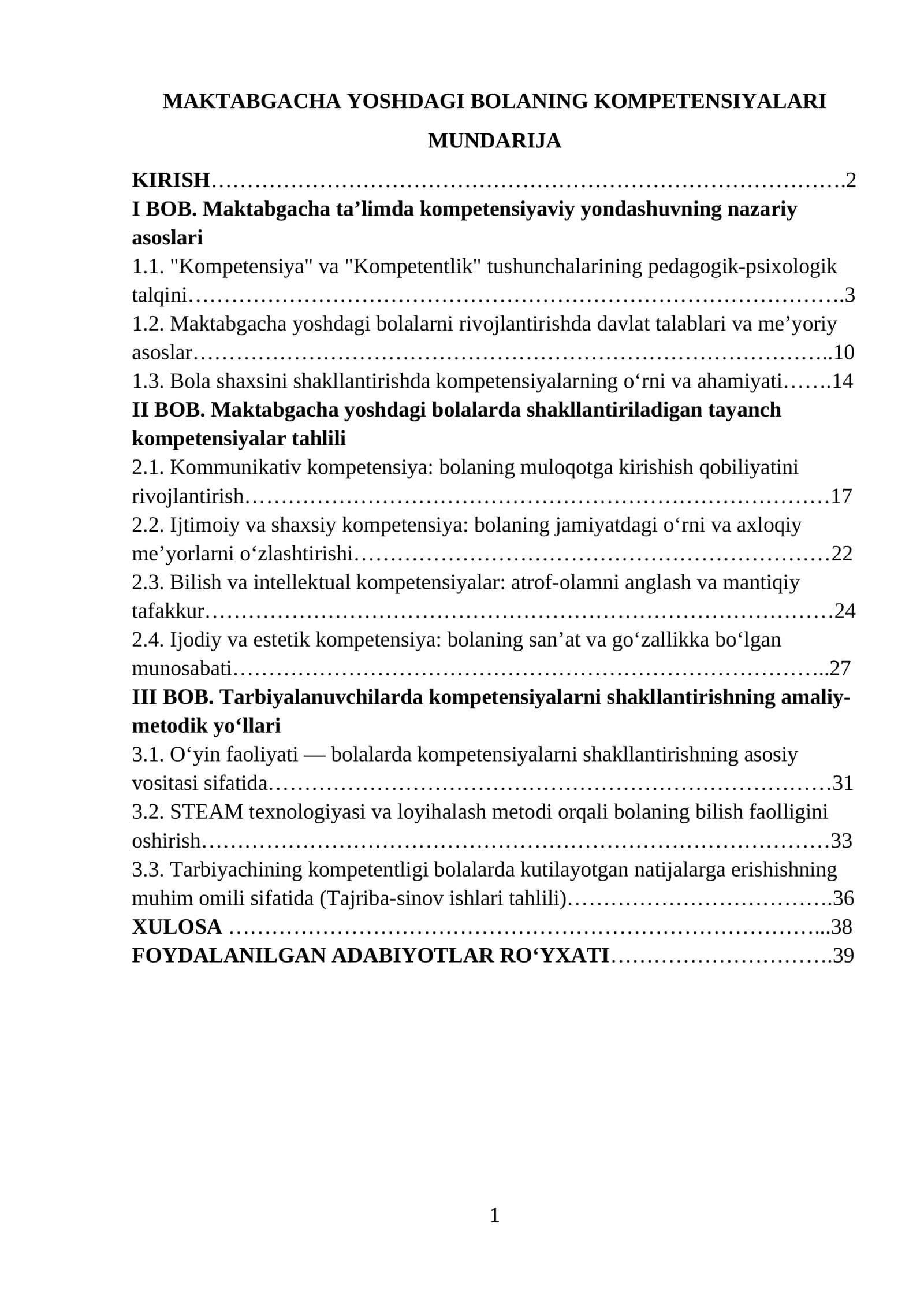 MAKTABGACHA YOSHDAGI BOLANING KOMPETENSIYALARI 1