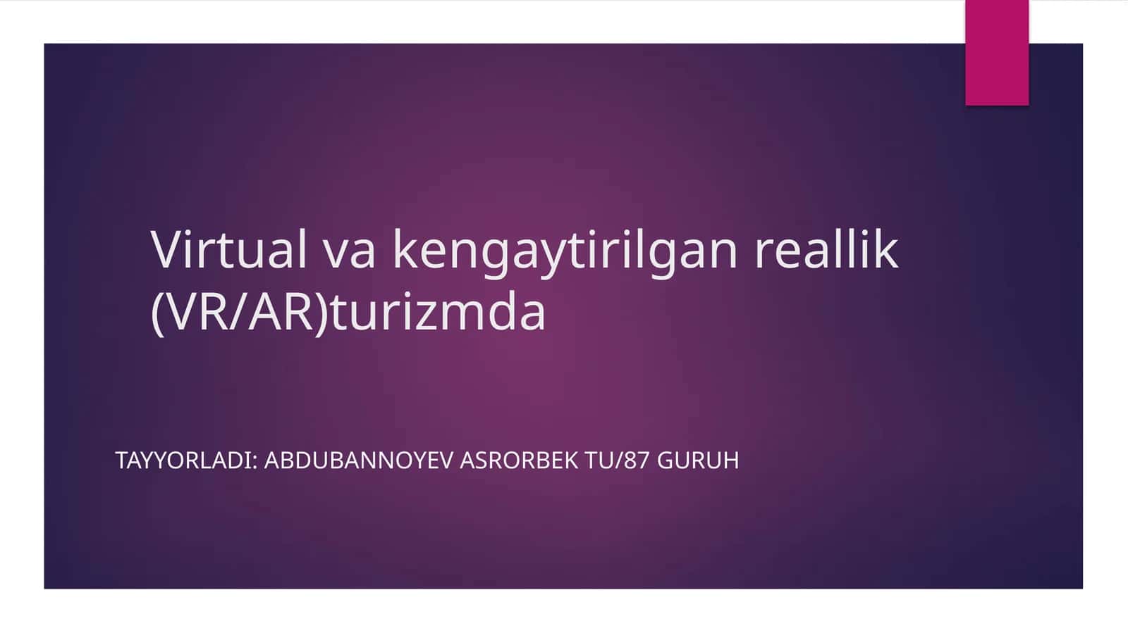 Virtual va kengaytirilgan reallik 1