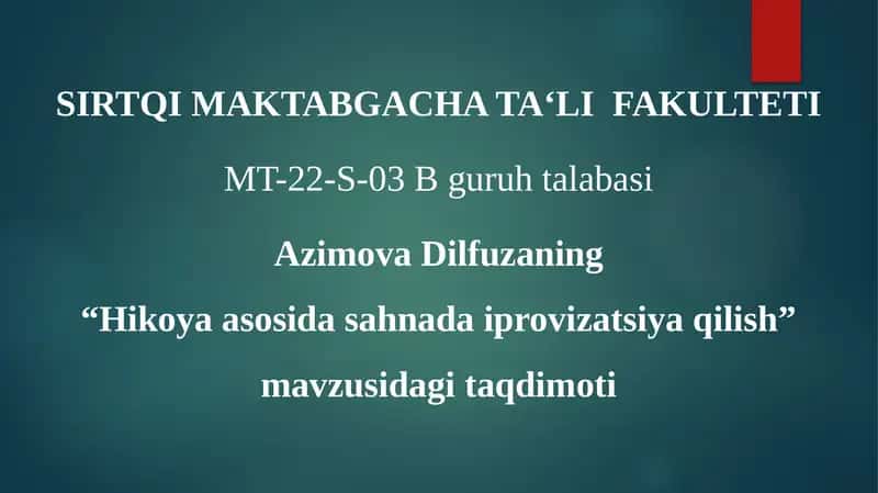 Hikoya asosida sahnada iprovizatsiya qilish 1