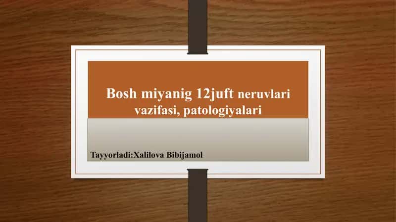 Bosh miyanig 12 juft nervlari vazifasi, patologiyalari 1