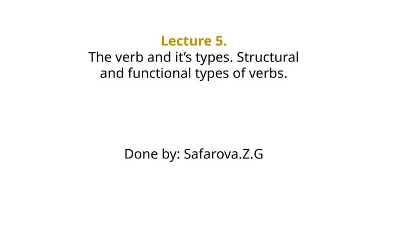 The Verb and Its Types 1