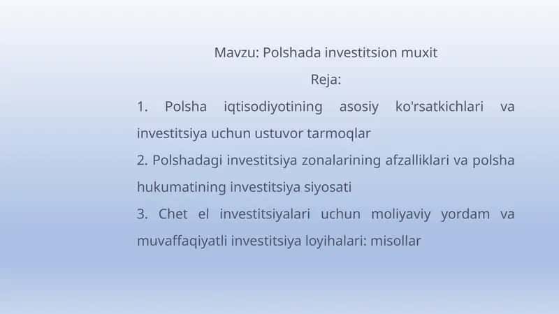 Polshada investitsion muxit 1